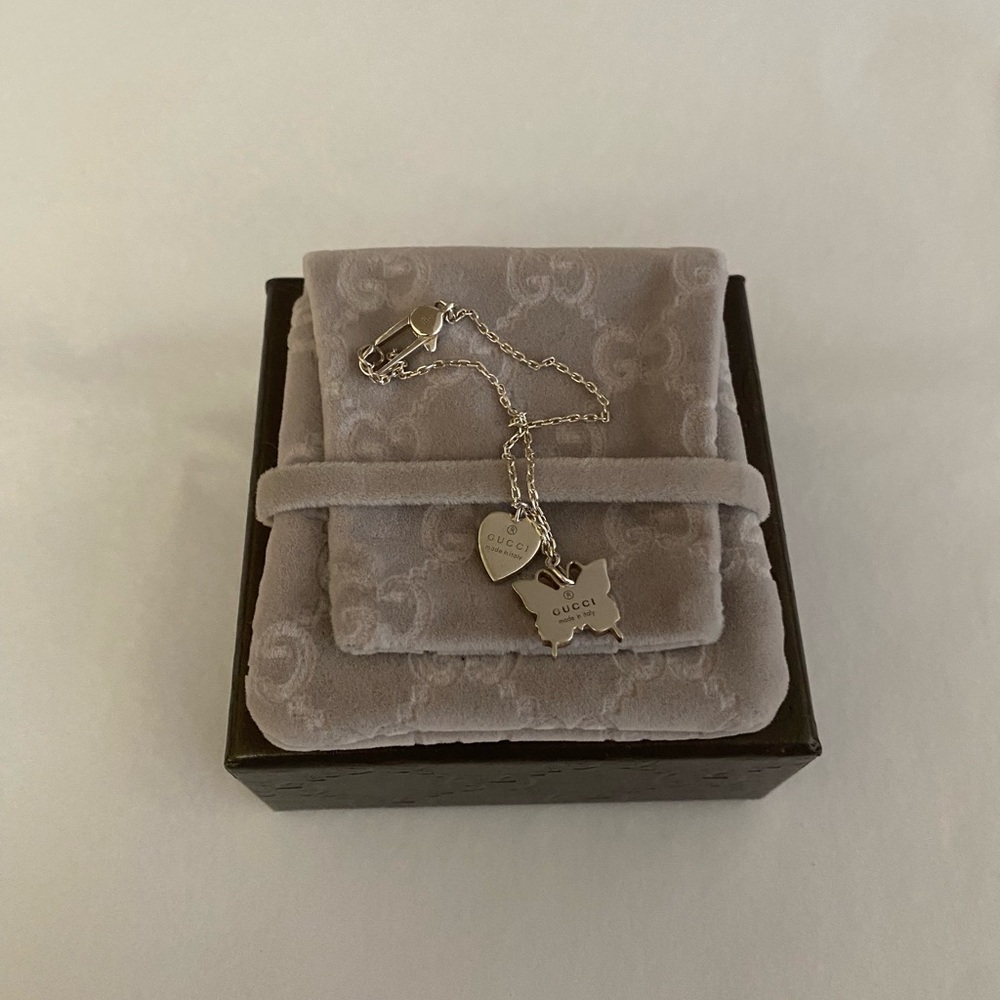 Gucci Trademark Heart and Butterfly Charm Bracelet